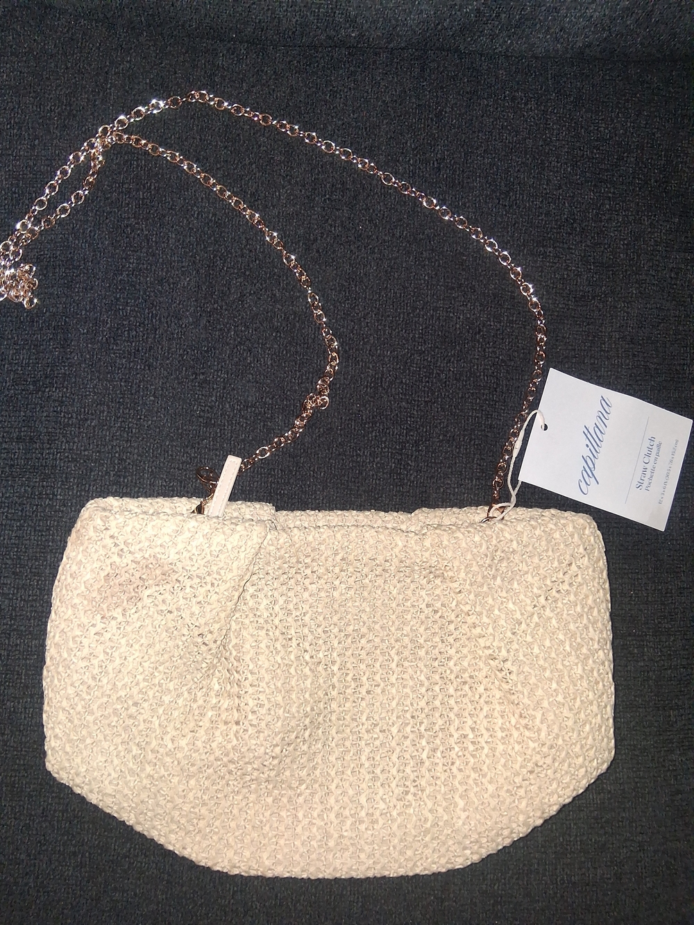 Oversized Raffia Clutch/Crossbody with Gold Chain Strap